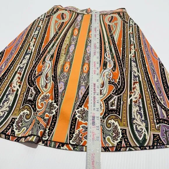 ETRO A-Line Skirt 42 US 6 Orange Multi Color Paisley Jersey Skirt IT NWT $890 - Picture 8 of 8